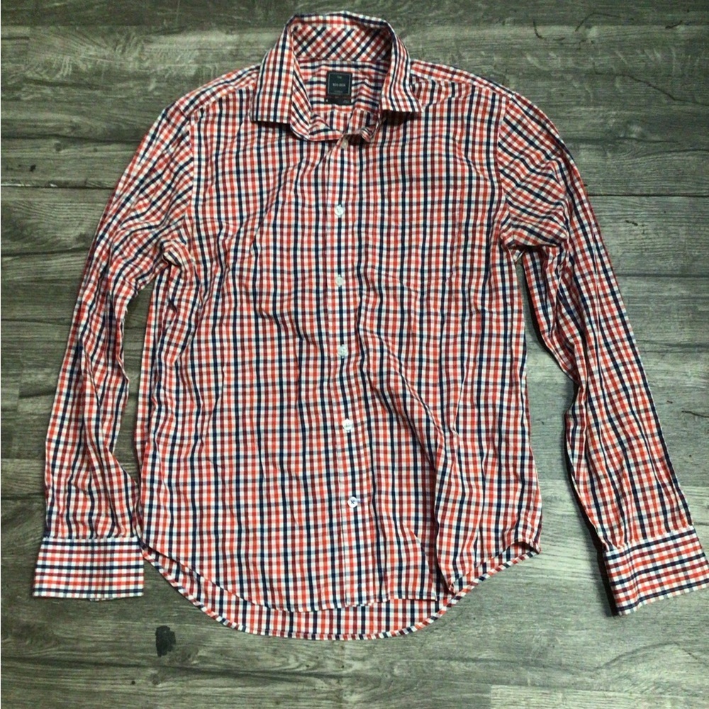 GAP Men's Plaid Button Down Shirt - Red and Blue